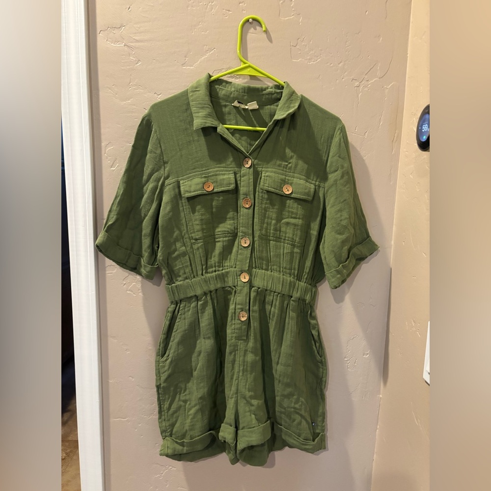 Women’s Green Button-Up Roxy Romper